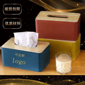 ZHIZHOU | Scandinavian Style Tissue Box with Wooden Lid Remote Control Storage Holder
