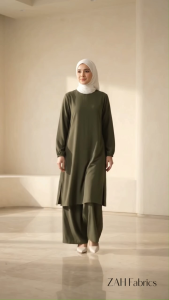Tamana Suit Cotton Linen Muslimah Clothing Set Wanita Haji Umrah set.