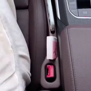 2PCS Car Seat Gap Filler Side With Storage Grooves PU Leather Key Phone Storage Holder Plug Seat Side Leak Organizer
