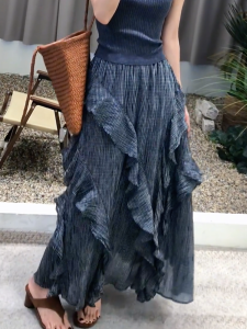 MANMI | Elegant Retro Irregular Hem Peplum High-Waisted Slim Skirt