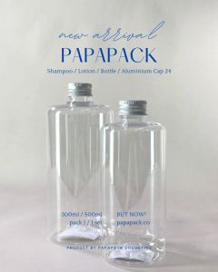 ขวดแชมพู ฝาอลูมิเนียม ใส 300มล 500มล หนาพิเศษ