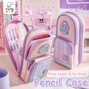 Washable Pencil Case Large Capacity Pencil Bag 3-Layer Storage Pencil Case Stationery Storage Bag School Supplies