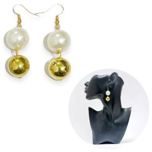 Nomi Pearl Hook Earrings Anting Gantung Mutiara Susun Metalic Anting Panjang Hooks Tusuk