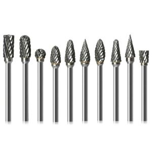 Tungsten Carbide Drill Bit burr set Rotary File 3mm cnc end mills steel burs engraving grinding blade chamfering metal cutter
