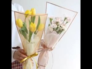 50 Pcs Flower Sleeves Rose Packaging Bags for Graduation Anniversary Wedding Birthday Gift