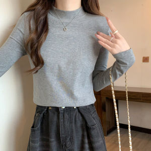 เสื้อยืดคอกลมแขนยาวผู้หญิง ทรงสลิมฟิต ทรงสวมใส่สบาย ทรงปกติ ฤดูใบไม้ร่วง 2025 แฟชั่นใหม่ เสื้อผ้าทำงานสไตล์เกาหลี