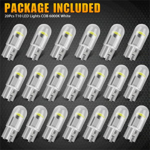 10/20PCS White Light T10 DC 12V Car LED Light Canbus Glass COB 6000k Reading Dome Lamp Marker Wedge License Plate Light Bulb