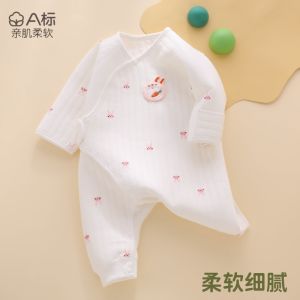 Newborn Baby Clothes Pure Cotton Class A Autumn and Winter Newborn Quilted to Keep Warm One-Piece 0-March 6 Winter Monk Pajamas