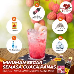 AMINA Rose Flavored Syrup 1.6L (Cordial)