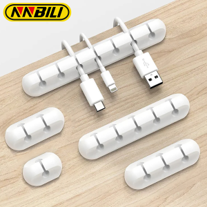 NNBILI 1/3/5/7Hole Cable Cord Wire Organizer Silicone USB Cable Winder Management Clips Self Adhesive for Mouse Keyboard Headset