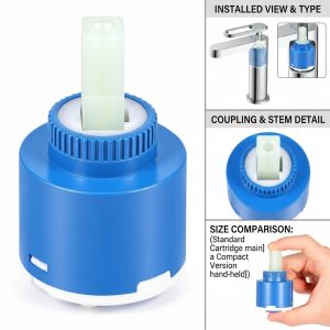 Ceramic Disc Cartridge Kitchen Bathroom Faucets Hot&Cold Water Repair Leak-Proof Spool Suitable for Washbasins & Vegetable Sinks