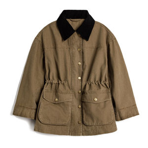 MADEN | Áo Khoác Parka Nâu Dáng Rộng Phong Cách Học Sinh Cao Trung Cổ Điển