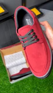 NAZ DRACO - Sepatu Sneakers Pria NAZ Kasual Kanvas Merah Sol Dijahit Sepatu Santai Pria 100% LOKAL