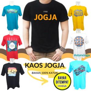 ASTURAJOGJA Kaos Jogja Pria Wanita Bahan Katun Adem Lengan Pendek Oleh Oleh Malioboro Yogyakarta
