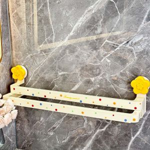 Expandable Towel Rack Bathroom Storage Holder Vacuum Suction No Drilling Required Towel Bar Organizer Silver Tone Household Cleaning Tool