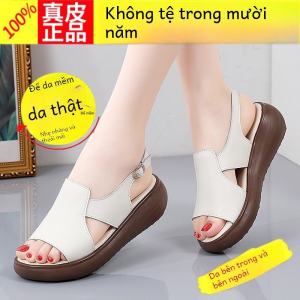 Giày Sandal Da Nữ Mùa Hè Mới Rộng Mát Xa Giày Thường Ngày Đế Dày Thời Trang Đa Năng Cho Nữ Giày Đi Ngoài Trời