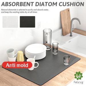 Singaporean seller Quick Drying Diatomite Mat | Fast Absorbing | Non Slip | Under sink cabinet coffee machine anti slip Mat