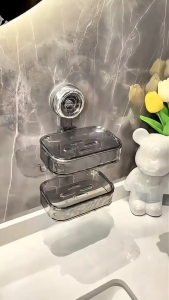 Soap Holder Suction Cup Wall Hanging Bathroom Organizer Soap Box Soap Organizer