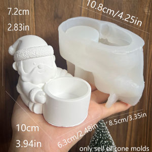 Santa Claus Candlestick Silicone Mold DIY Cute Dwarfs Candle Cup Gypsum Molds Elk Trojan Angel Resin Home Christmas Decor Tools