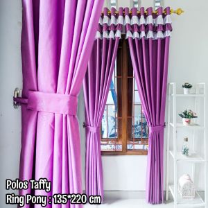 Gorden Rumbai Poni Jendela dan Pintu Smokring Ring 12 Ukuran 135x220 Polos Embos