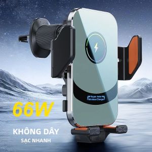Giá Đỡ Sạc Xe Hơi Không Dây 66W Sạc Nhanh Với Giá Đỡ Điện Thoại Cho iPhone Samsung Xiaomi Giá Đỡ Xe Cảm Ứng Thông Minh