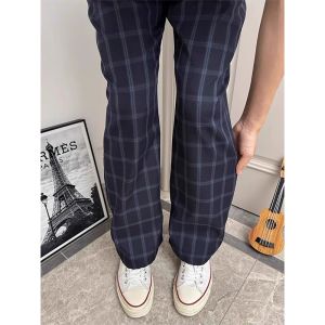 Quần Ống Rộng Kẻ Caro Phong Cách Mỹ Cổ Điển Cho Nam Mùa Hè Mỏng Thời Trang Cao Cấp Quần Ống Rộng Thường Ngày Thoáng Khí
