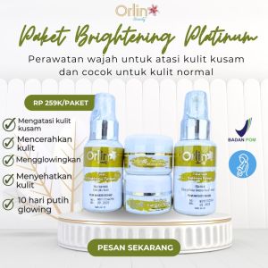 Orlin Beauty Skincare Paket Brightening Platinum Mencerahkan Wajah Kulit Glowing Anti Kusam Skincare Bpom
