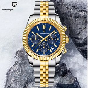 Đồng Hồ Nam Pagani Design 2025 VD53 Cao Cấp Máy Quartz 40MM Thép Không Gỉ Kính Sapphire Dạ Quang C3 Chống Nước 50M Hai Múi Giờ