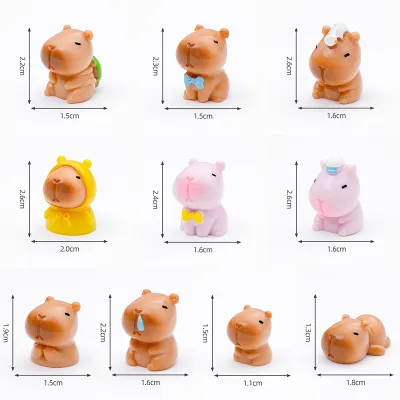 Adorable Capybara Water Hog Cake Mini Desktop Decoration Stable Emotion Resin Material Small Figurines Set for Home Decor