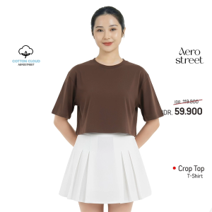 Aerostreet T Shirt Cotton Cloud Crop Top Mizy Brown Woman Crop Tshirt 1B200