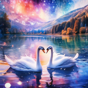 Huacan Diamond Painting Starry Sky Love Swan Lake Diamond Mosaic Animal Landscape New Collection Picture Of Rhinestones Gift