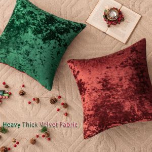 Crushed Velvet Throw Pillow cover Christmas Gift for Living Room Shiny Decorative Pillowcase Kussenhoes Home Decor Red Green