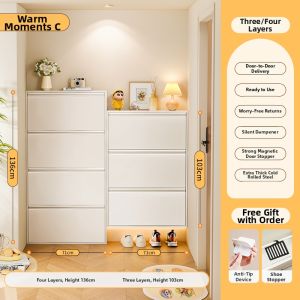 CTYLIGHTZ | Narrow Thin Steel Shoe Cabinet for Small Spaces