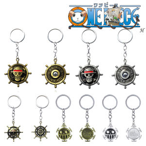 Anime Pirate Ship Hat Zoro Metal Enamel Keychain Creativity Skull Rotation Keyring Cosplay Props Men Women Backpack Jewelry
