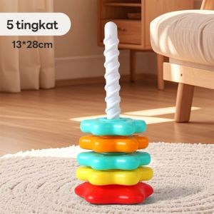 YOUYUEPIN Rainbow Spinning Tower Baby Stacking Toy Montessori Educational Puzzle For Cognitive Development Fine Motor Skills Hand Eye Coordination Kids Gift 5 8 9 Layers