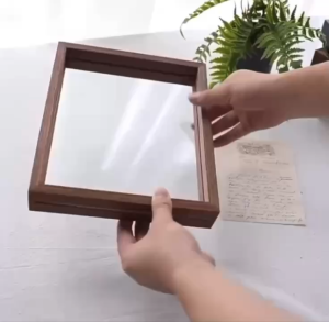 [SG Super offer ] 4CM Wooden Photo Frame Double Glass Picture Frame for  Photos Pictures Dry Flowers Plant Specimen photos Shadow Box Specimen Plant Display Case 3D Photo Frame Valentines Day Gift Wall Decoration