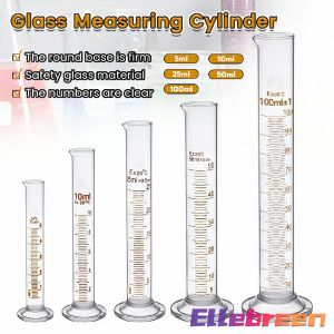 Glass Measuring Cylinder 5/10/25/50/100 ml Laboratory Measurement Equipment