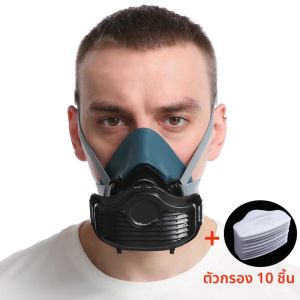 หน้ากากกันฝุ่นซิลิโคนเหมาะสําหรับสีสเปรย์ตกแต่งบ้านบดเครื่องช่วยหายใจฝุ่น Self-Priming กรองฝุ่นครึ่งหน้ากาก