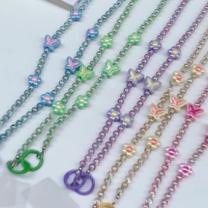 120cm Bead String Flower Mobile Phone Hanging Chain Luxury Long Phone Chain Women Fashion Crossbody Universal Cellphone Lanyard