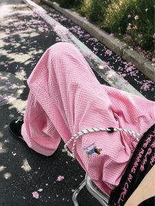 ZHUOCAN | Dopamine Pink Puppy Embroidery Quick-dry Summer Leisure Pants