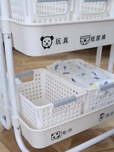 [SG stock]  Metal 3 Layers Storage Trolley with wheel Trolley Rack Baby Storage Rack Multi Storage Trolley Snack Shelf Suitable for bathroom/ kitchen/ office