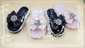 New Arrival Kids Shoe Girls Slides Ribbon Princess shoe Kasut Budak Perempuan Selipar 女童新款儿童公主拖鞋