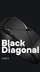 Sabuk Ikat Pinggang Black Diagonal Men Belt Automatic Steel Buckle Formal Minimalis CHN4