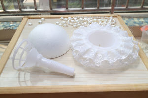 Brides Handheld Flower Material Lace Foam Edging Handle Half Ball 10cm to 20cm Optional Wedding Floral Decoration Supplies