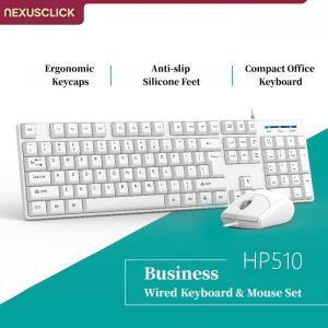 NexusClick Wired Keyboard Mouse SetDurable Comfort Hand Feel Affordable All-in-One Desktop Combo for Computer Office Daily Use