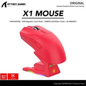 ATTACK SHARK | X1 ATTACK SHARK Wireless Mouse Magnetic RGB Touch Charging Dock1K Hz Gaming PixArt PAW3395 Pro Sensor40000DPI for PC/Mac