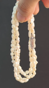 [ Woosilver ] Vòng Cổ Trai Gạo 2 Sợi Ánh Trắng Ngà Tự Nhiên - Secondhand - NTG267