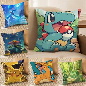 Bandai | Pokemon Sinnoh Region Anime Plush Pillow Cover Soft Short Plush Cushion Cover For Sofa Bedroom Home Decor Gift