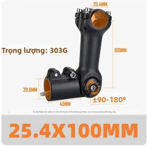 GUSTAVO Xe Đạp Tay Lái Thân Có Thể Điều Chỉnh 60/80/93/100mm Đường MTB Bàn Cần 31.8 25.4 Riser Hợp Kim Nhôm Xe Đạp Một Phần