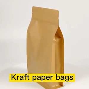 [50pcs] 10 x 20 cm Standing Pouch Flat Bottom Craft Non Windows I Kemasan Kopi Snack I Kemasan Paper Ziplock Non Windows